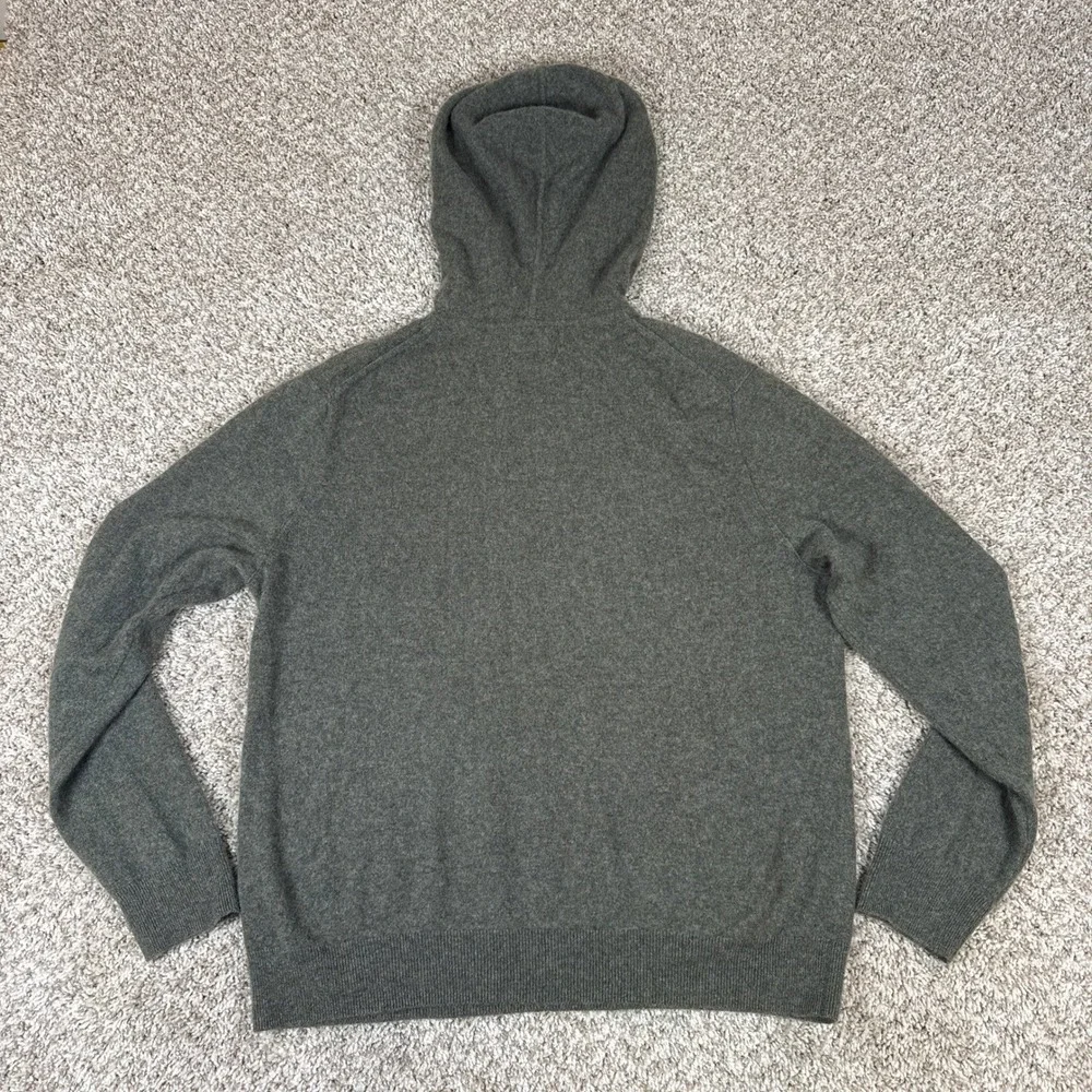 Banana Republic Hoodie Mens Large Gray Green 100 Cashmere Pocket Luxury Knit